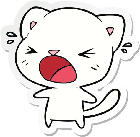 Sticker Of A Cartoon Cat Crying 素材 Canva可画