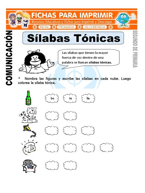 Ficha De Silabas Tonicas Para Segundo De Primaria