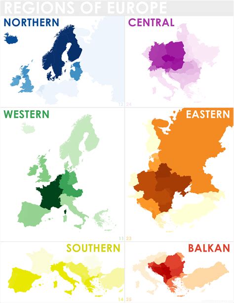 The Regions Of Europe In Different Colors
