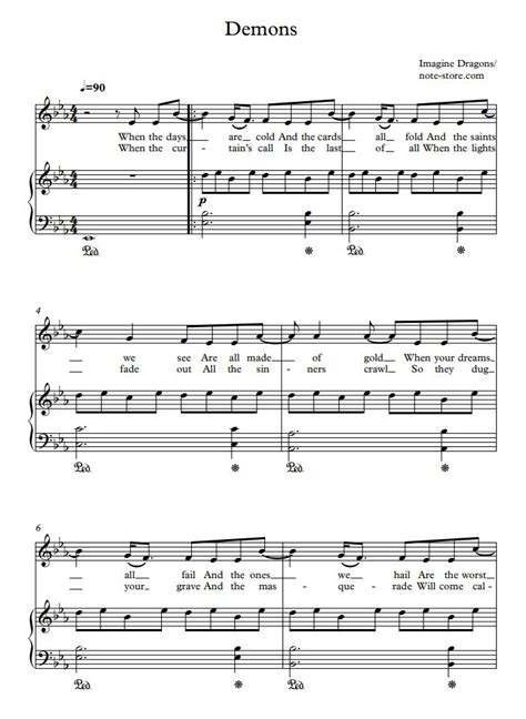 Imagine Dragons Demons Sheet Music For Piano Pdf Pianoandvocal