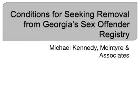Conditions For Seeking Removal From Georgia’s Sex Offender Registry