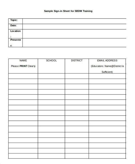 Training Sign In Sheet Template Excel This Sheet Is Specific To Keep