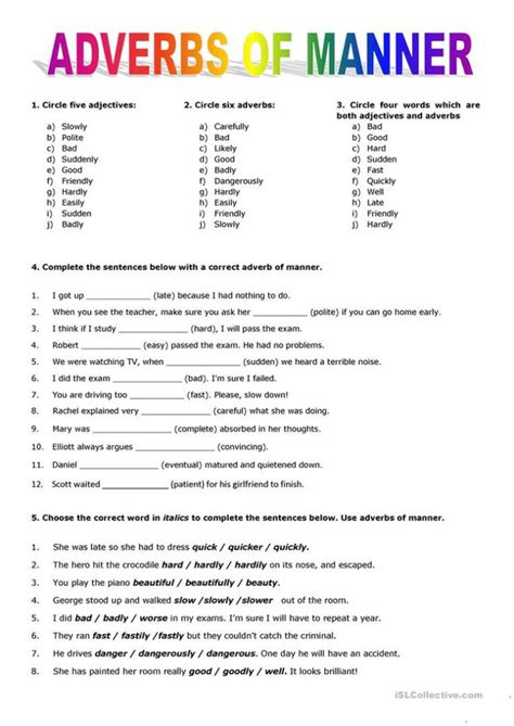 Adverb Of Manner Worksheet Free Nude Porn Photos Hot Sex Picture
