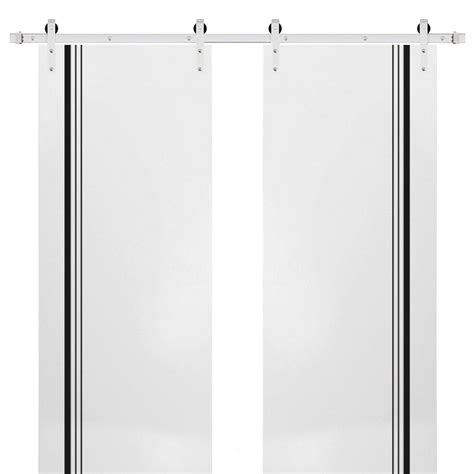 Sturdy Double Barn Door 60 X 80 Inches With Planum 0011 White Silk