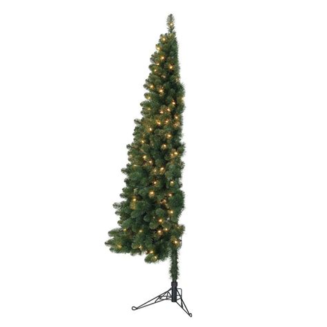 Home Heritage 7 Ft Pre Lit Artificial Half Christmas Tree With Folding