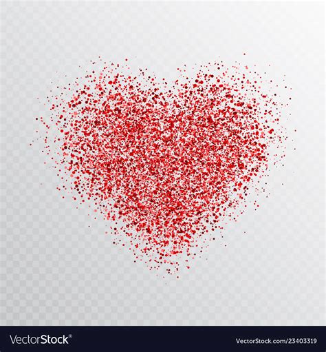 Glitter Red Heart Isolated On Transparent Vector Image