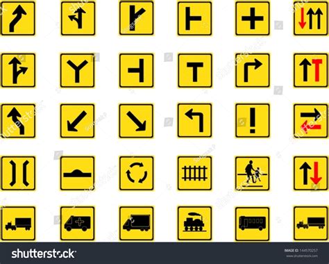 Vector Illustration Square Yellow Road Signs เวกเตอร์สต็อก ปลอดค่า