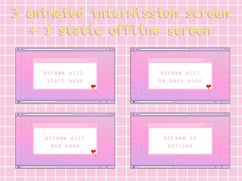 Animated Pink Vaporwave Stream Screens Overlay Pack 4 Scenes Etsy
