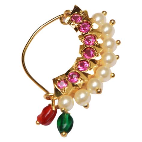 Buy Love Gold Banu Nath Traditional Maharashtrian Nose Ring For Women No Piercing Requited At