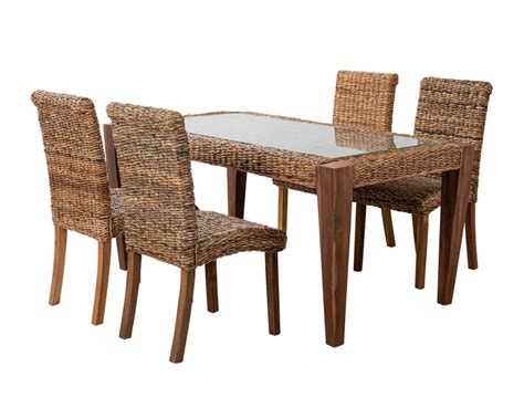 Rattan Indoor Large Dining Table And 4 Chairs Milan Rattan Garden