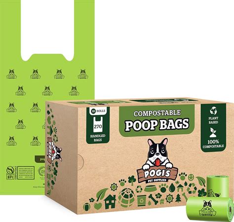 Pogis Compostable Poop Bags Whandles 18 Rolls 270 Bags Leak