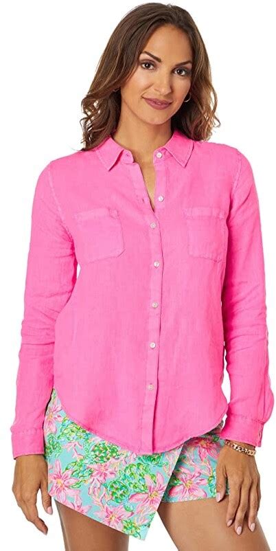 Lilly Pulitzer Sea View Button Down Shopstyle Long Sleeve Tops