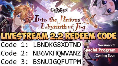 Redeem Code 22 Livestream Genshin Impact 300 Free Primogems