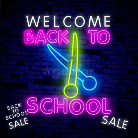 Back To School Welcome Greeting Card Design Template Neon Vector