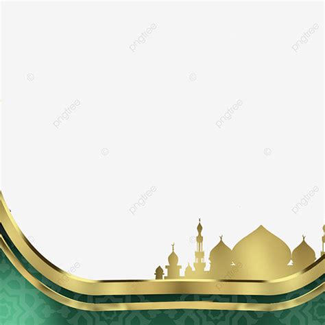 Perbatasan Desain Islami Dengan Nuansa Nuansa Emas Dan Hijau Seni