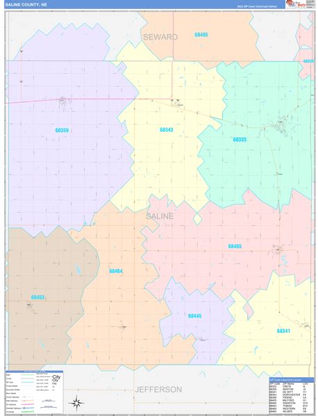 Saline County Ne Wall Map Color Cast Style By Marketmaps Mapsales
