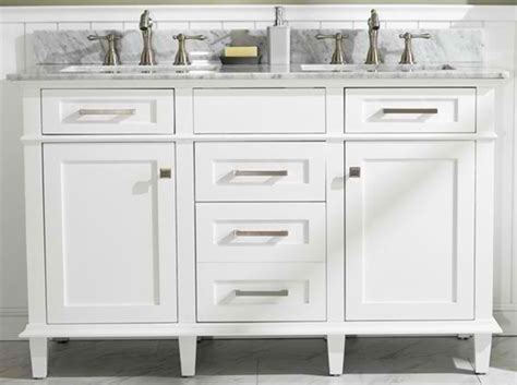 54 Double Sink Vanity Cabinet White Finish With Carrara White Top