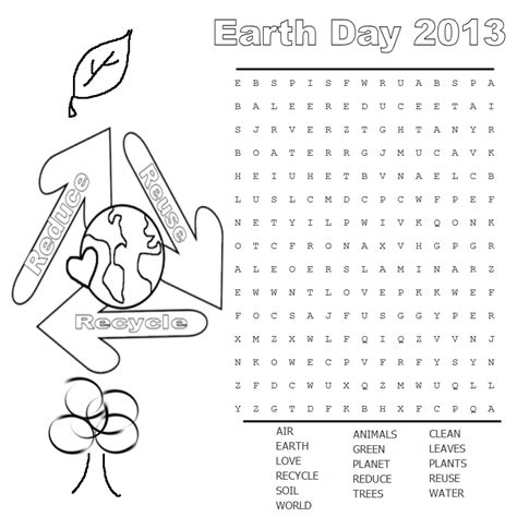Marys Craft Nook Earth Day 2013 Free Printable Word Search