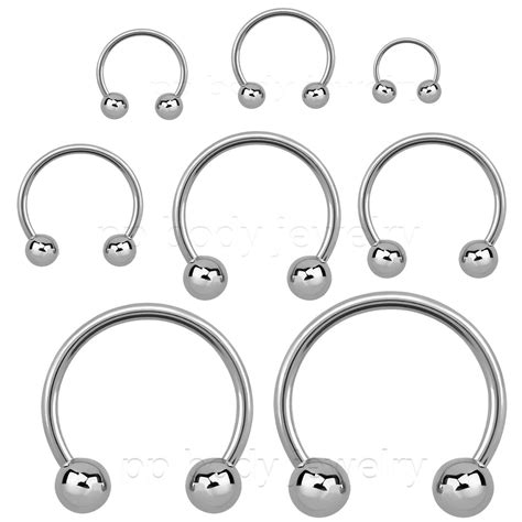 Pair Surgical Steel Ball Horseshoe Circular Barbell Labret Ear And Septum