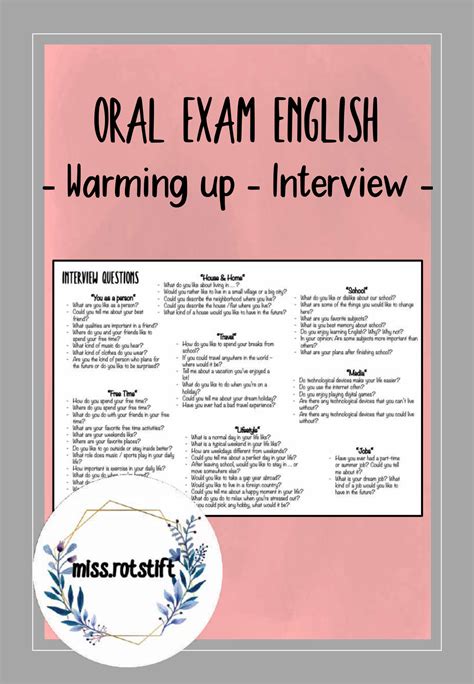 oral exam mündliche prüfung interview sprechprüfung englisch unterrichtsmaterial im fach