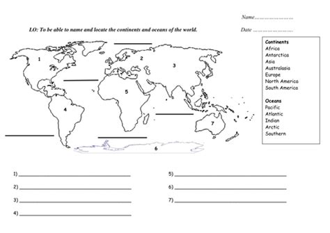 Year 2 Continents And Oceans Teaching Resources