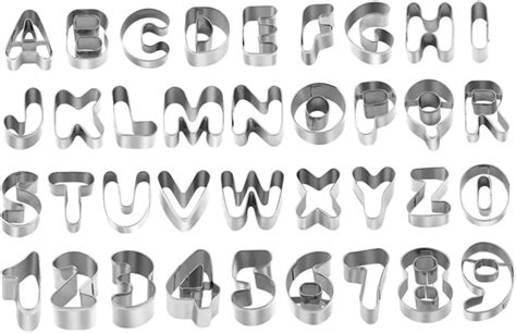 Hanabass 36pcs Stainless Steel Biscuit Mold Alphabet Letter Cookie