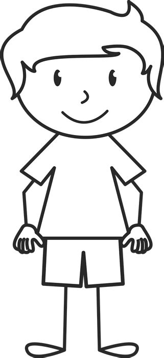 Boy With Solid Shirt Rubber Stamp Stick Figure Stamps