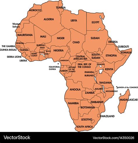 Map Of Africa With All Countries Royalty Free Vector Image