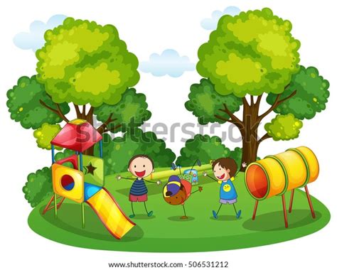 Kids Playing Playground Illustration Stock Vector Royalty Free