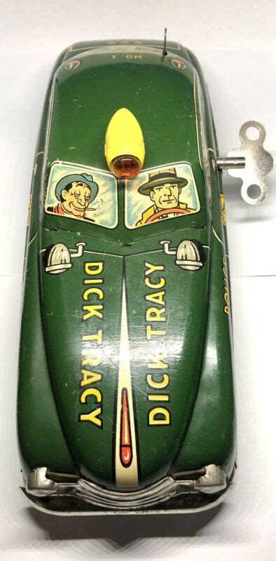 1949 Marx Siren Light Dick Tracy Squad Car No 1 Lm52 Wind Up Tin Toy