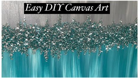 Bling Canvas Painting With Crushed Glass And Glitter Turquoise Teal