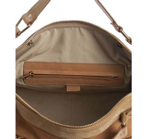 Lyst Céline Tan Leather Contrast Shoulder Bag In Brown