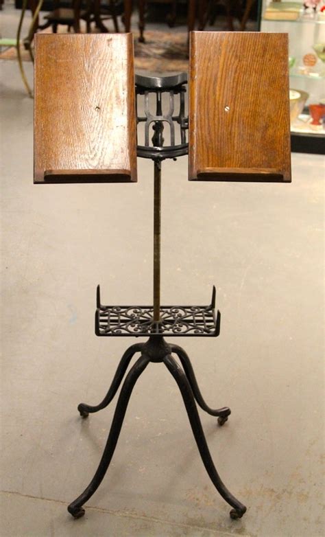 Cream cast iron cook book stand vintage display easel picture distressed metal. FOUND in ITHACA » Victorian Cast Iron & Oak Book Stand (SOLD)