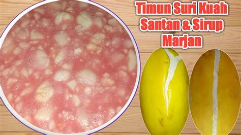 Siapkan gelas saji, beri sirup melon, es batu, dan serutan mentimun. Cara Membuat Timun Suri Santan + Sirup Marjan - YouTube