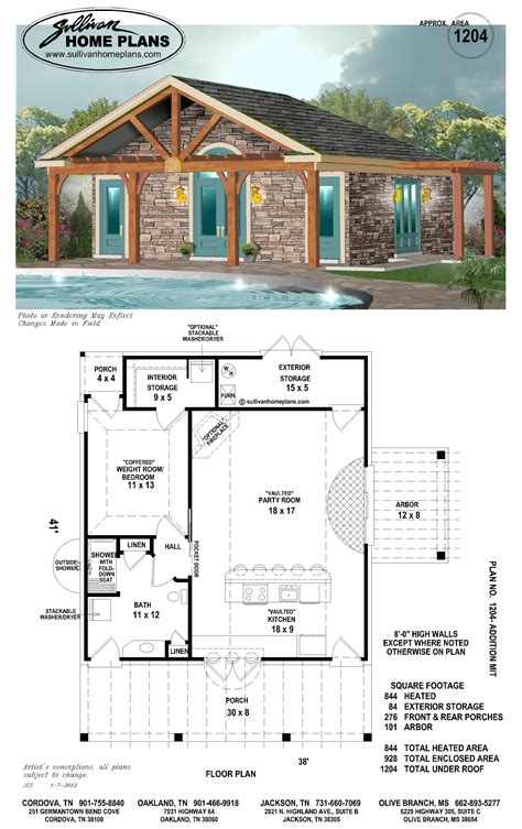 Pool House Plans With Beautiful Beams