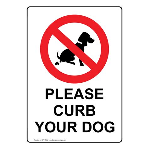 Portrait Please Curb Your Dog Sign With Symbol Nhep 17032