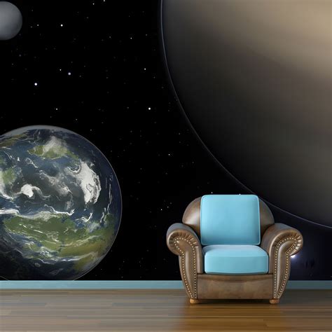 Universe Giant Planets Murals Stain Resistant Contemporary Wall Decor