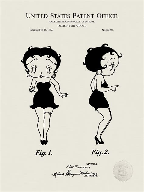 Classic Animation Art Betty Boop Doll Patent