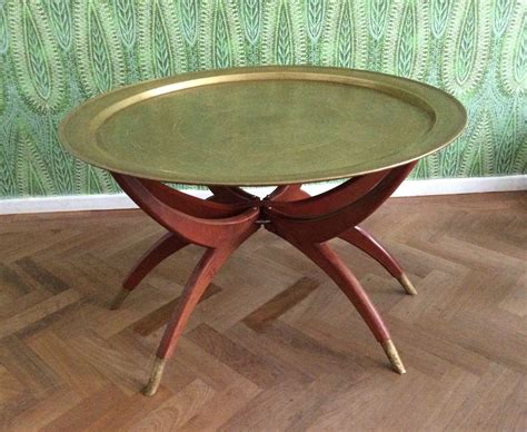 Brass Coffee Table Spider Leg Base Vintage Mid Century Folding