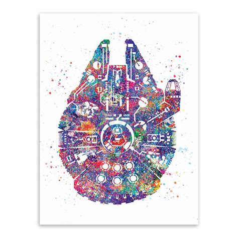 Watercolor Star Wars Ship Pop Movie Art Prints Poster Abstract Canvas