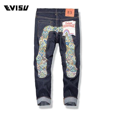 Evisu 2018 Men Hipster Jeans Casual Fashion Trousers Zipper Men Pockets