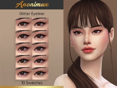 Anonimux Simmers Glitter Eyeliner Sims 4 Cc Makeup Sims Hair Sims