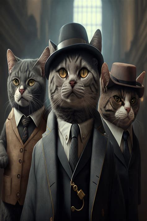 Mafioso Meow The Fierce And Feline Mafia Cats Digital Print Etsy