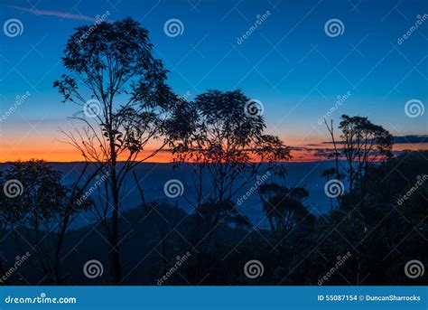 Blue Mountains Sunset New South Wales Australia Stock Photo Image
