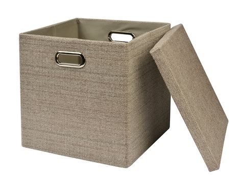 Collapsible Storage Cubes Bins 13x1313 Foldable Heavy Duty Burlap Fabric Storage Box Basket