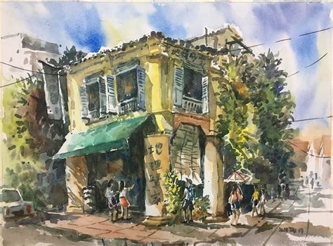 Pub, bar ve asya restoranı$$$$. Geographer Cafe Melaka Watercolour by Brian Tai | Art ...