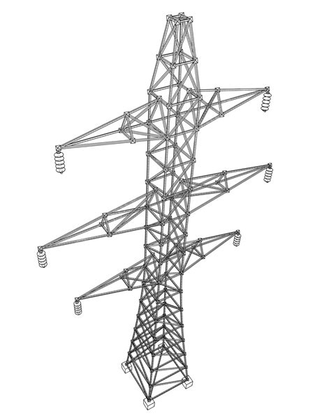 Electric Pylon Or Electric Tower Concept Vector Isolated Tall Sketch