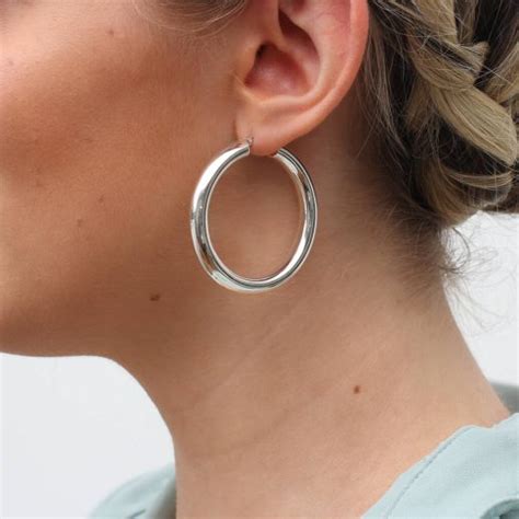 Sterling Silver Or Ct Gold Plated Chunky Tube Hoop Earrings Hurleyburley