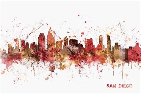 San Diego California Skyline Digital Art By Michael Tompsett Fine Art
