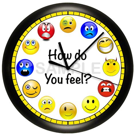 Emoji Smiley Face Wall Clock Humor Funny Cute Red Blue